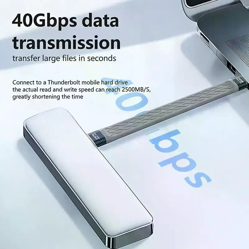 Multifunctional PD240W USB 4 40Gbps FPC Data Cable Type-c Cable Portable Keychain For Phone TV Laptop Tablet Video Transmission