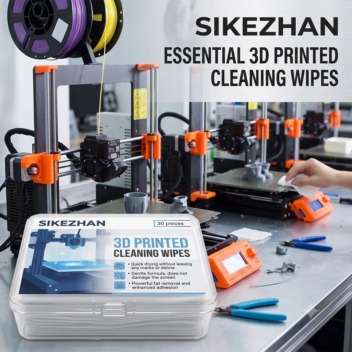 3D Printer Cleaning Wipes Lint-Free Prep Pads for PEI Sheet Glass Bed Resin Vat LCD Screen Enhance Adhesion Anti-Warp 30Pcs