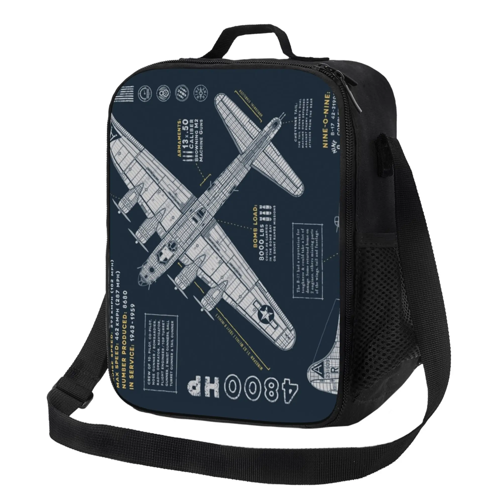B-17 Flying Fortress Aircraft Design Tote Bag Lightweight Durable Oxford Hand Carry for Travel Work Daily Use