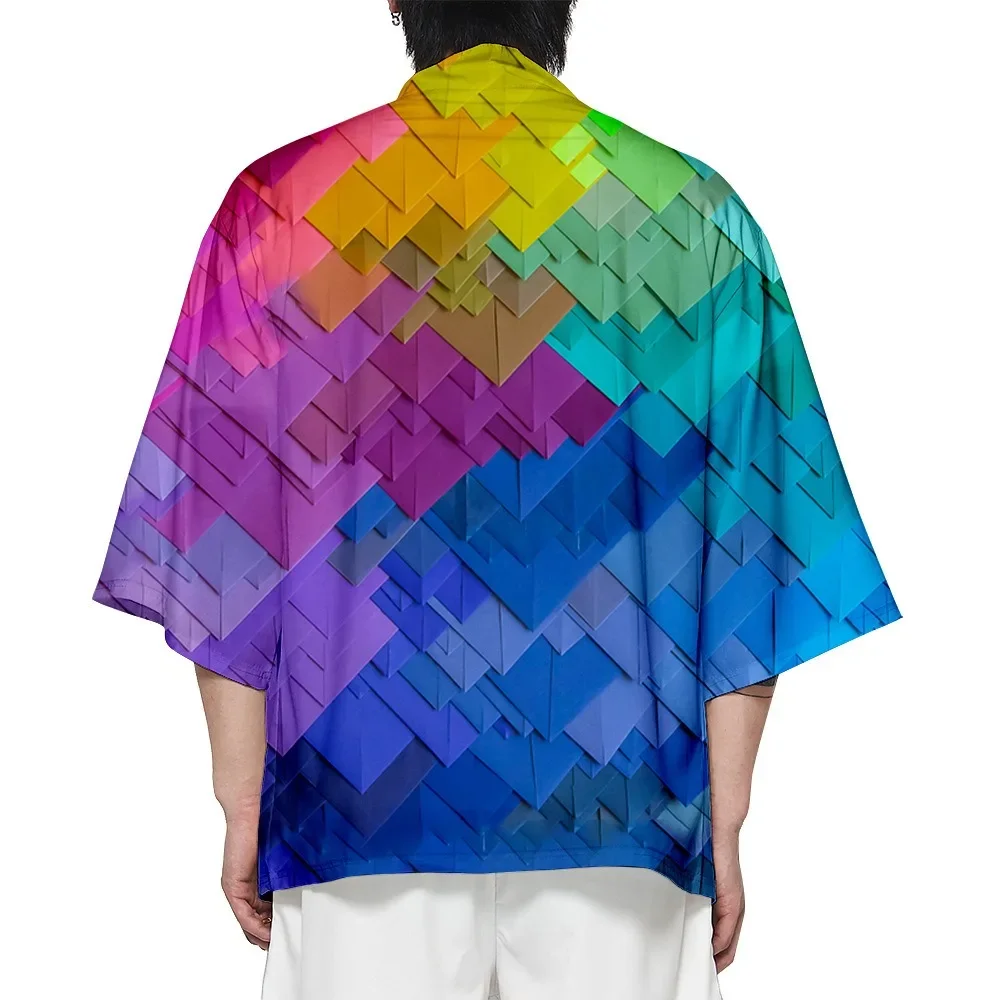 

Summer Psychedelic Kimono Men Fashion Women Kimono Samurai Hawaiian Shirt Beach Loose Tops Cardigan Bathrobes Elegant Yukata