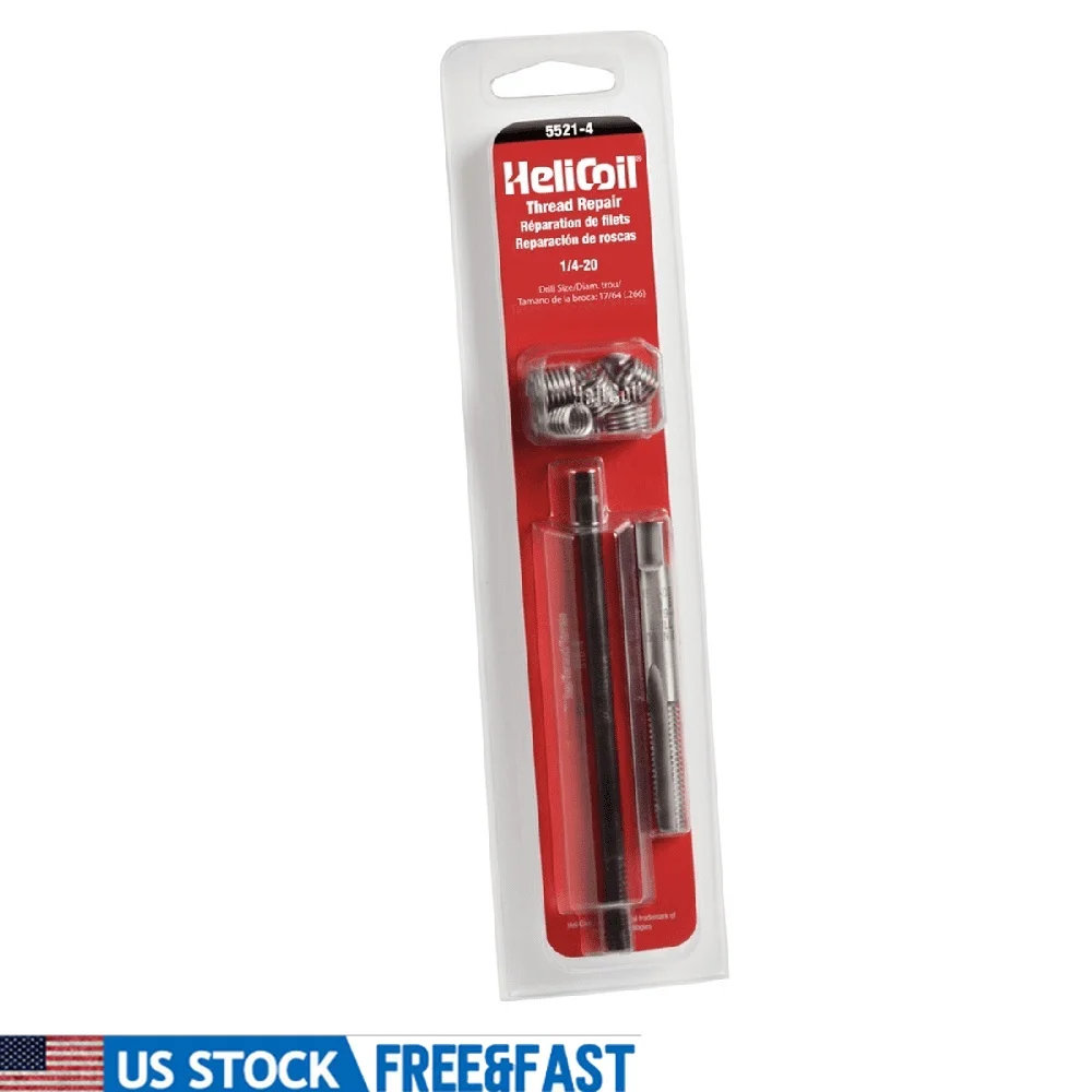 

Набор для ремонта резьбы 1/4-20 Простая установка Прочные инструменты Очищенная резьба длиной 35 дюймов Универсальные решения для ремонта