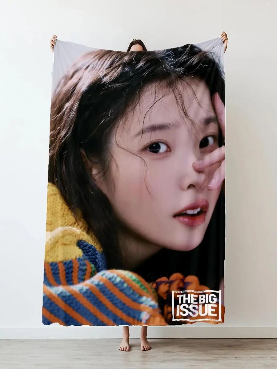 Korean Style Modern IU Plush Throw Blanket for Sofa Bed Car  Portable D Blanket for Kids  Adults  Home Textile Fabric