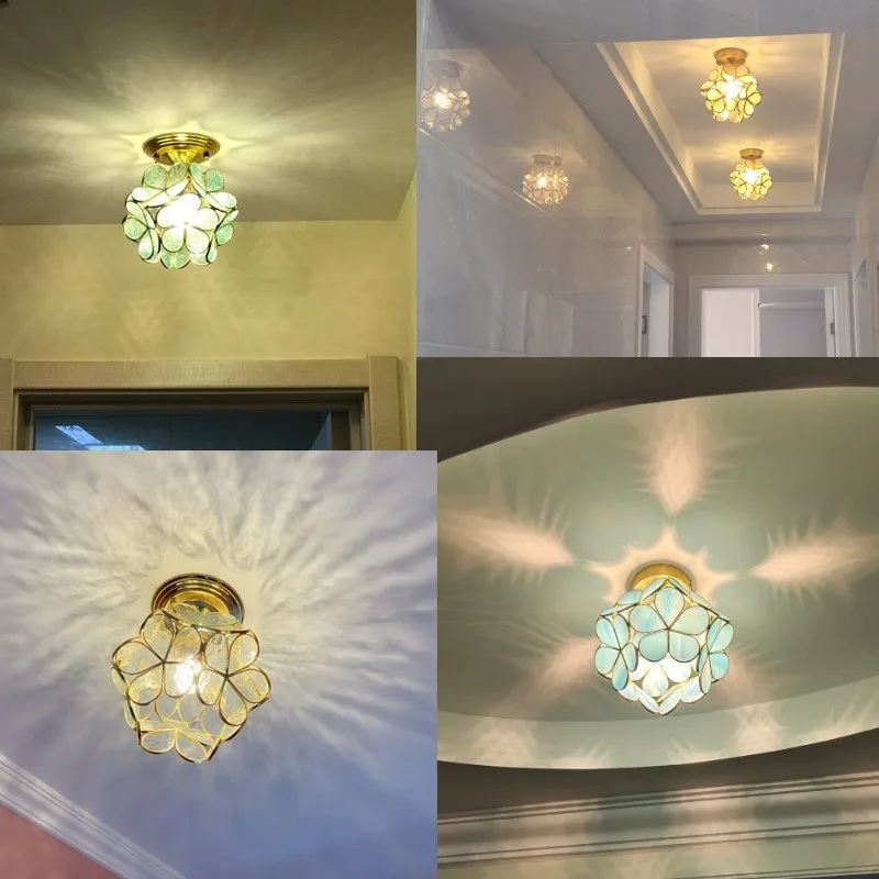 Nordic Ceiling Light creative petal ceiling lamp modern Gold/Blue/Pink luxury Led Light hall balcony Corridor Lighting