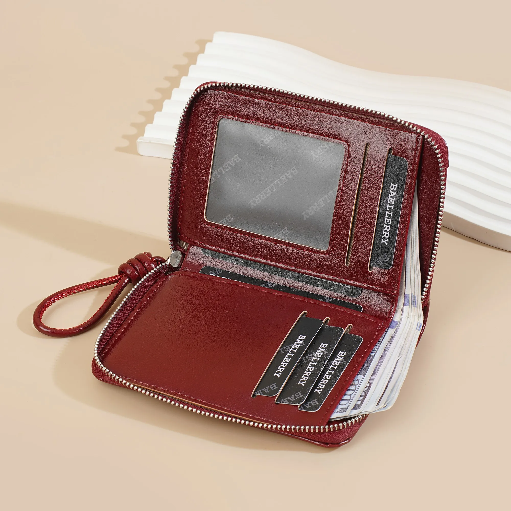 Baellerry Damen-Geldbörse mit kurzem Reißverschluss und Handschlaufe, 7 Kartenfächer, Ausweisfenster, Münzfach, minimalistisch, tragbare Geldbörse, kleine Alltagsgeldbörse, Geschenk für Mädchen – Detail 35