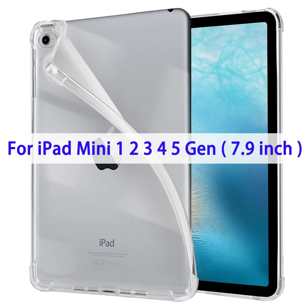 Case For iPad Mini 1 2 3 4 5 Generation (7.9-inch) Clear Soft TPU Slim Lightweight Transparent Shockproof Back Cover Shell