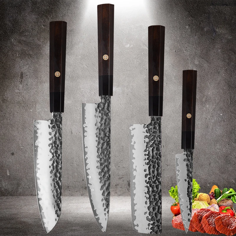 8Cr14Mov Steel Santoku Knife Fish Fillet Raw Peeling Slicing Knife Wooden Handle Japanese Salmon Sashimi Petty Knife