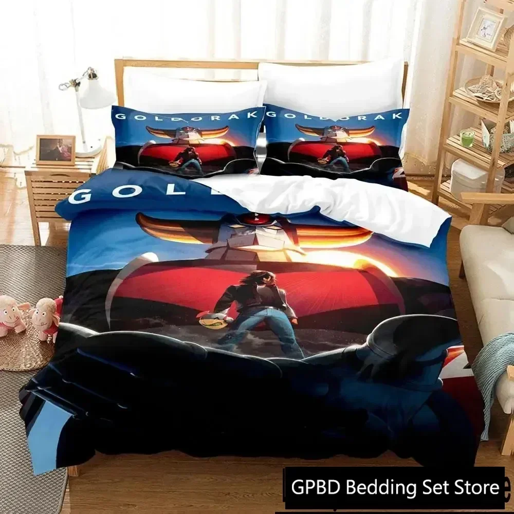 3D Print Mechanical Goldorak Comfortable Duvet Quilt Cover Pillowcase Bedding Set Children Bedroom Decoration Home Textile