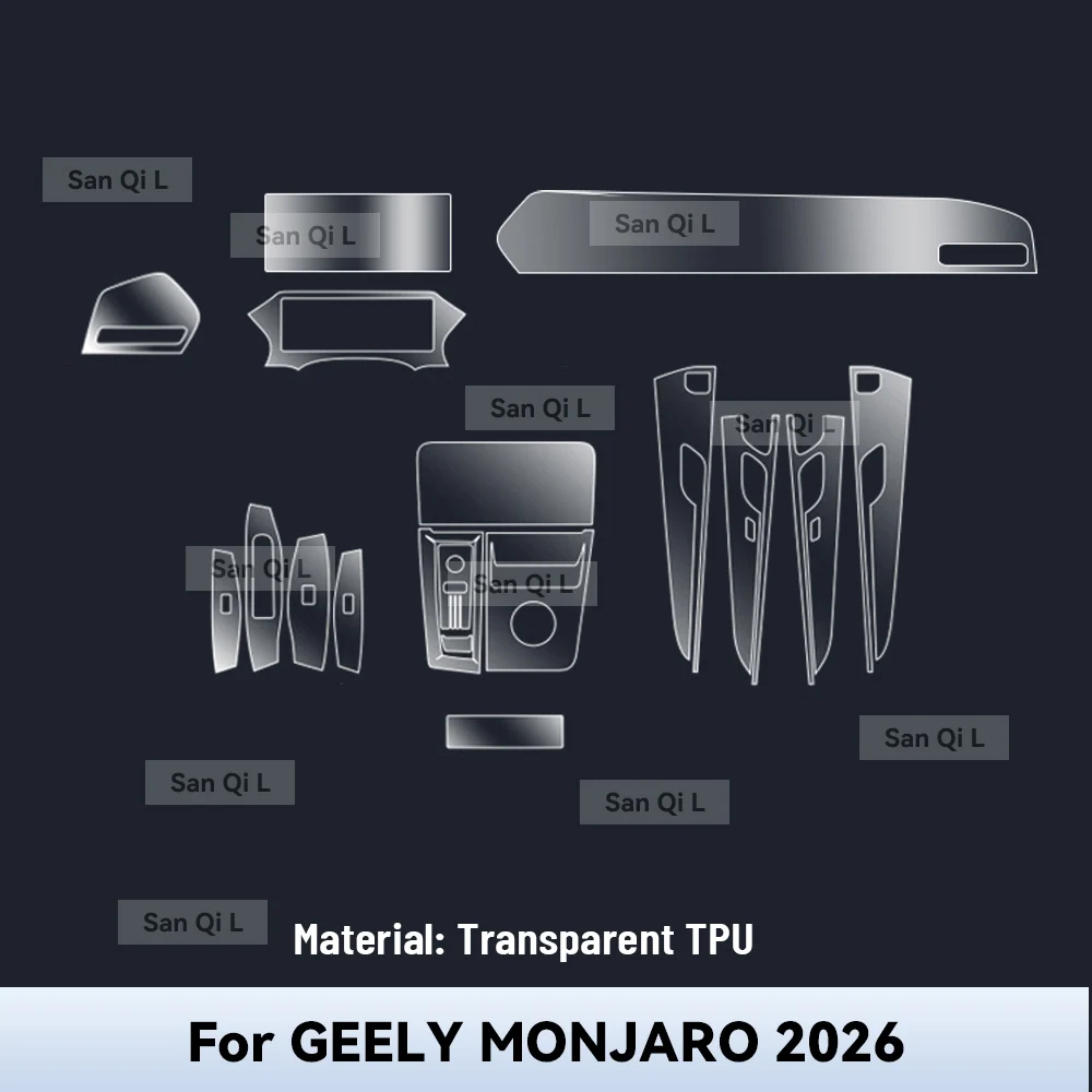 Transparent TPU For GEELY MONJARO 2026 Car Center Console Media Dashboard Navigation Anti-scratch Protector Interior Film