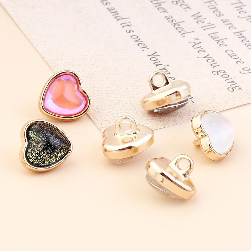 High Quality 10MM Small Buttons Sewing Metal Buttons Love Heart Craft Scrapbooking for DIY Clothes Shirts Cardigan Needlework