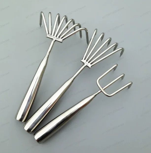 3/5 Claws Garden Hand Rake Manual Integrated Small Leaf Rakes Gardening Tool Stainless Steel Weeding Removal Puller Garden Yard