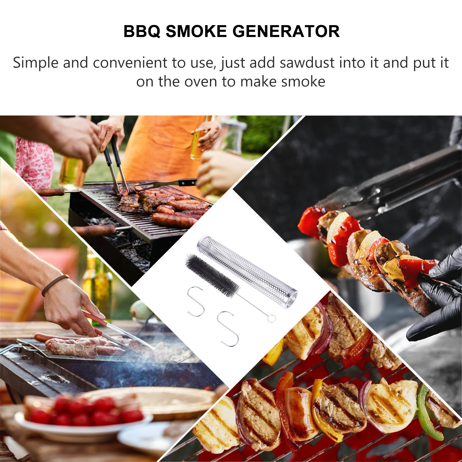 

1Set Anti-Rust Stainless Steel Bbq Smoker Tube Mesh Tube Outdoor Barbecue Grill Smoke Generator Bacon Smoker Camping Barbecue