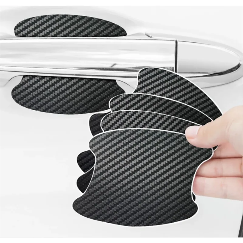 

4 шт./компл., наклейка на дверь автомобиля, углеродное волокно, устойчивая к царапинам крышка, защитная пленка для автоматической ручки, внешний Стайлинг, автомобильные аксессуары
