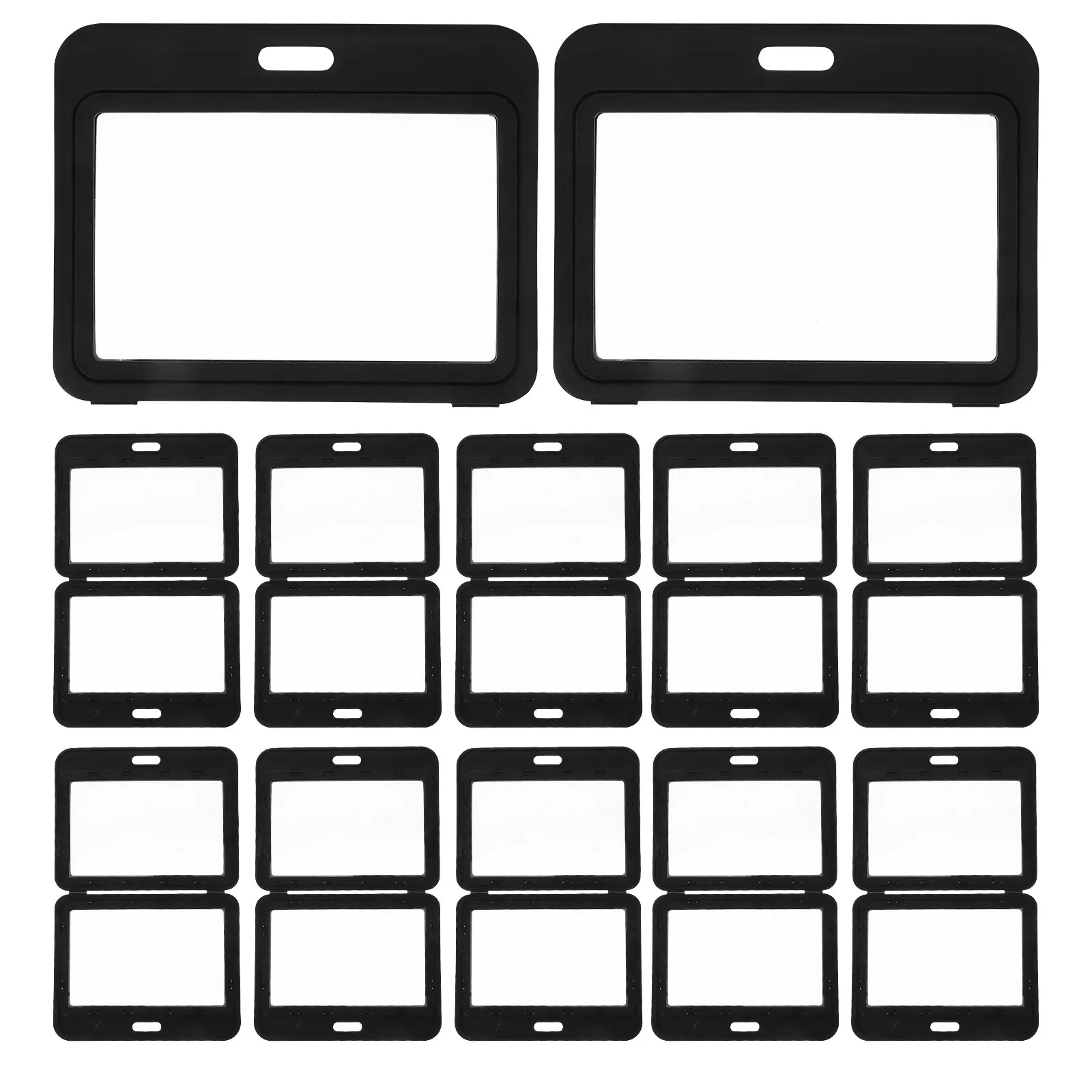 

12Pcs Flip-Fold Double-Sided Transparent Plastic Id Holder Horizontal Layout Badge Sleeve for Workplace School Security Badges