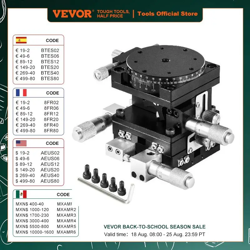 VEVOR XYZR Linear Stage 4 Axles 60 x 60mm Trimming Platform Bearing Tuning Platform Slide Table 4 Directions Manual Linear Stage