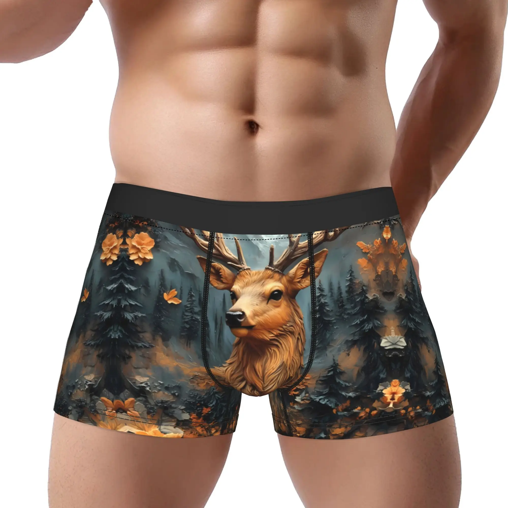 

Мужские трусы-боксеры из полиэстера с принтом Deer