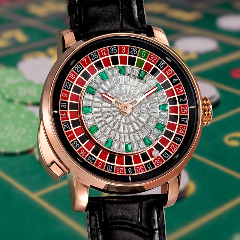 PINDU Design New NH35A Mechanical Watches Men Push Button Turn Russian Roulette… - Image 2