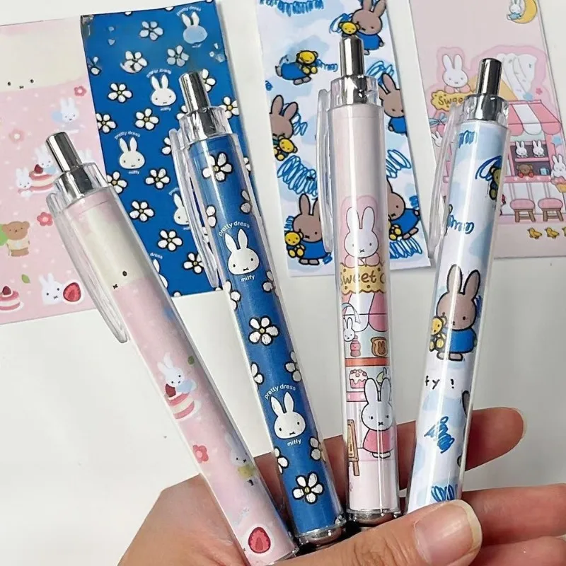 

4PCS Hot Kawaii Miffy Series Gel Pen Cute Cartoon Creativity Printing 0.5mm Press The Pen Boys and Girls Stationery Supplies