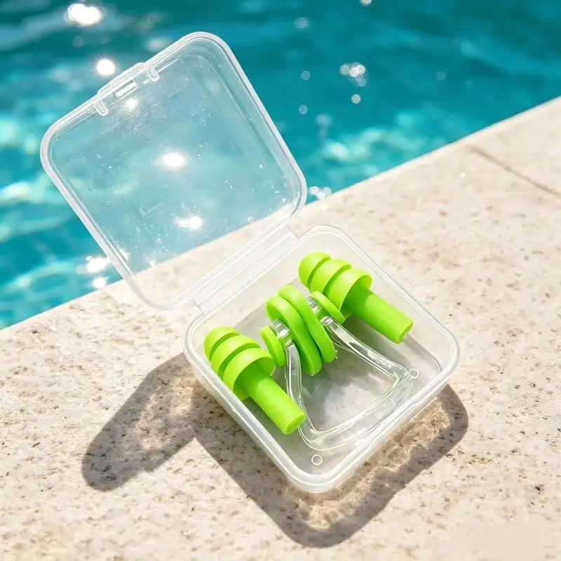 Schwimm-Ohrstöpsel und Nasenklammer-Set, wasserdicht, rutschfest, weiches Silikon für Erwachsene, Kinder, Anfänger, Schwimmtraining, Tauchen – Detail 15