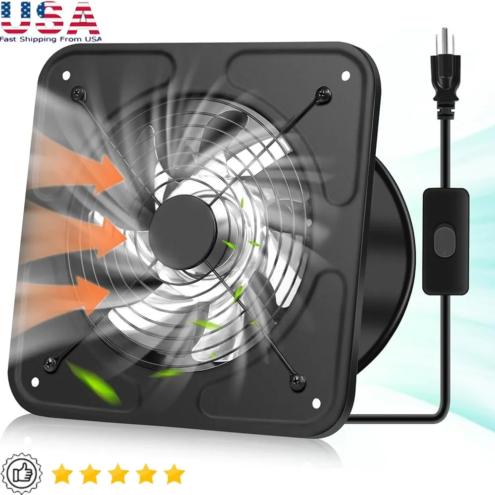 

10-дюймовый кухонный вытяжной вентилятор 727 куб. футов в минуту, настенный вентилятор с демпфером обратного потока, гараж, ванная комната, чердак и кухня