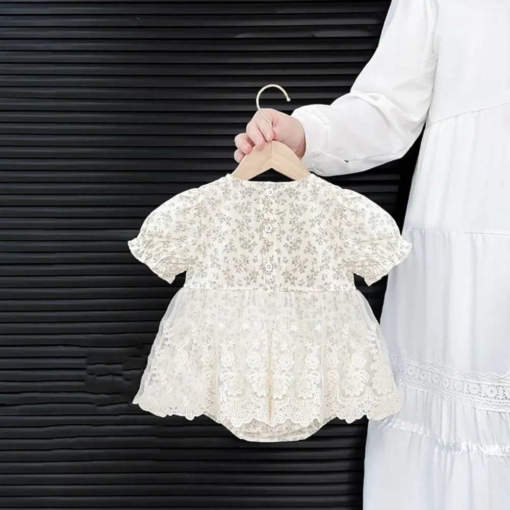 

Soft Lace Mesh Baby Jumper Dress Bodysuit Fluffy Flower Baby Jumpsuit Infant Romper Cotton Toddle Climb Suit Gifts