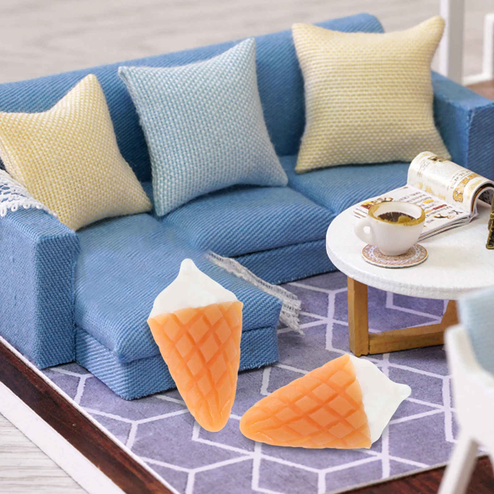 10 個ミニチュアアイスクリームフェイクデザートドールハウスキッチンディスプレイ用小さなリアルな食品小道具人工デザート