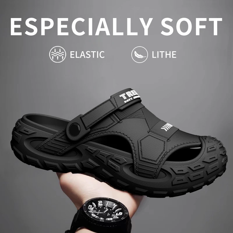 EVA-Sandalen für Herren im Sommer, mit Dicker Weicher Sohle für Outdoor-Aktivitäten, Strandschuhe für Freizeitsport und Perforierte Schuhe