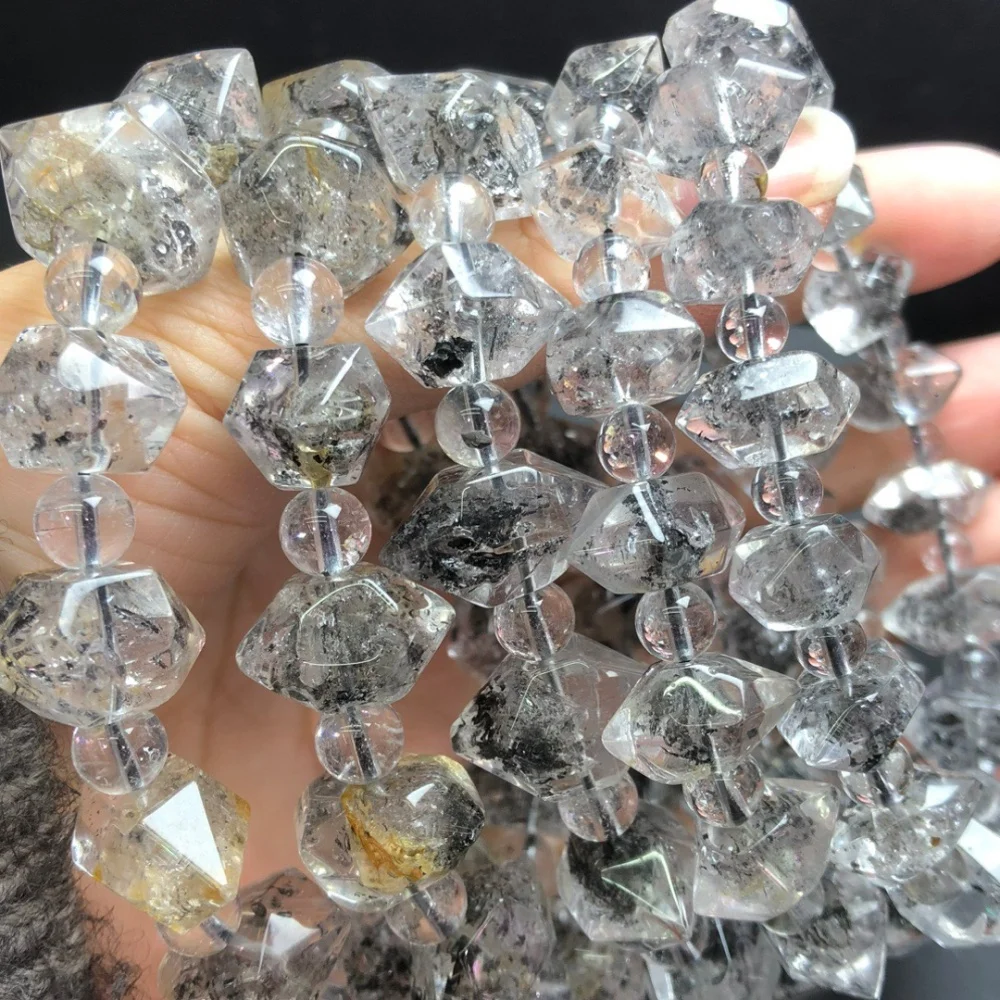 

Браслет из натурального кварца Herkimer Diamond Double Point, модный, персонализированный, для мужчин и женщин, изысканный подарок на праздники, Рождество, 1 шт.