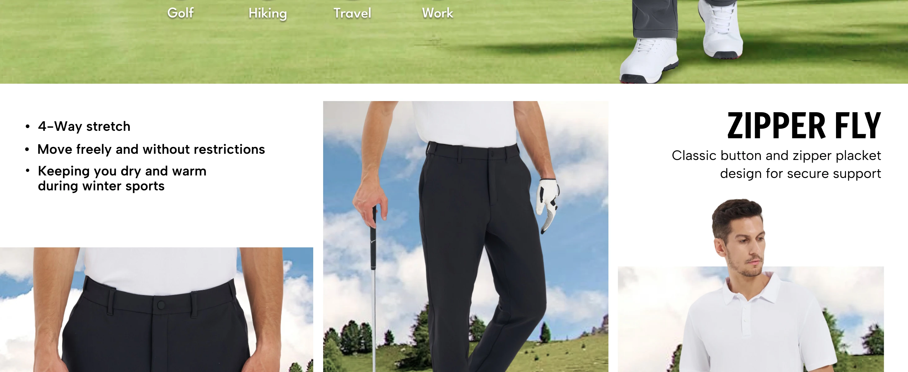 TACVASEN Herren Winter Golfhose, Fleece-gefüttert, warm, dehnbar, gerade geschnitten, Business Casual Arbeits- und Reisehose mit Taschen – Detail 3