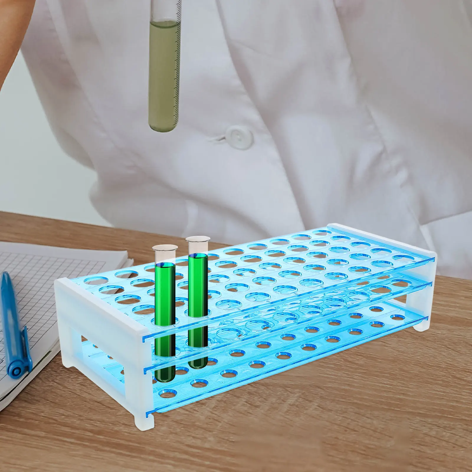 50 Holes Test Tube Rack Lab Accessories Large Capacity Plastic Tube Organizer For Science Experiments Vial Rack Laboratory view 5