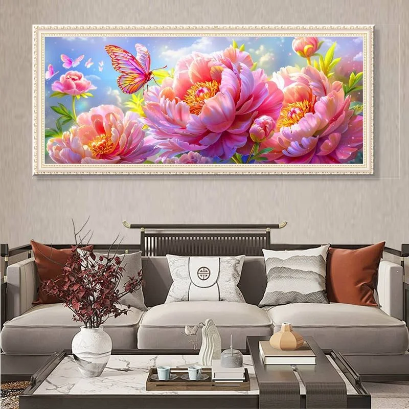 

Современный набор для вышивания крестиком: Розовый пион, цветок любви, хлопковые нитки, простая вышивка, домашний текстиль, искусство для дома