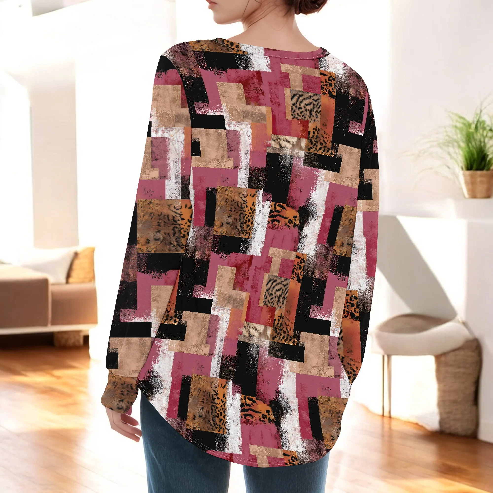Kistore สตรีเสื้อแขนยาวลูกเรือคอ Casual Dressy เสื้อ T เสื้อฤดูใบไม้ร่วงเสื้อผ้า 2025