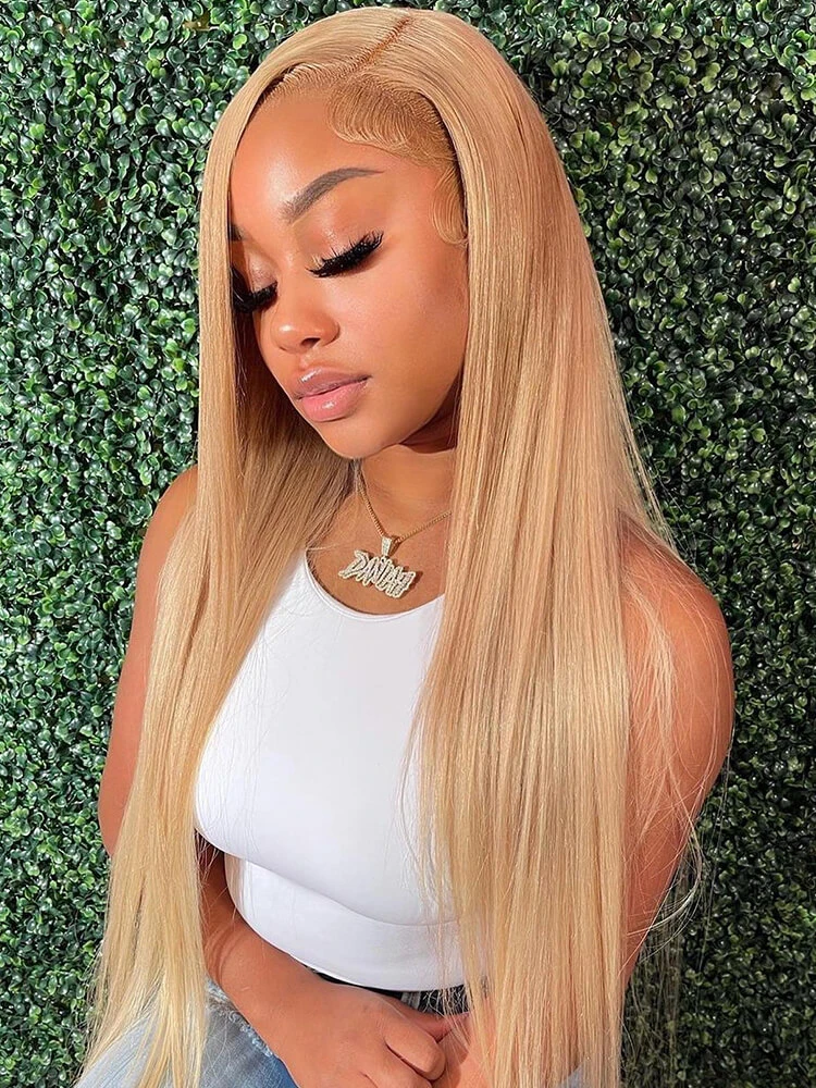 32 inch Peruvian Honey Blonde 13x6 HD Lace Front Human Hair Wigs For Women #27 Colored Straight 13x4 Glueless Lace Frontal Wigs