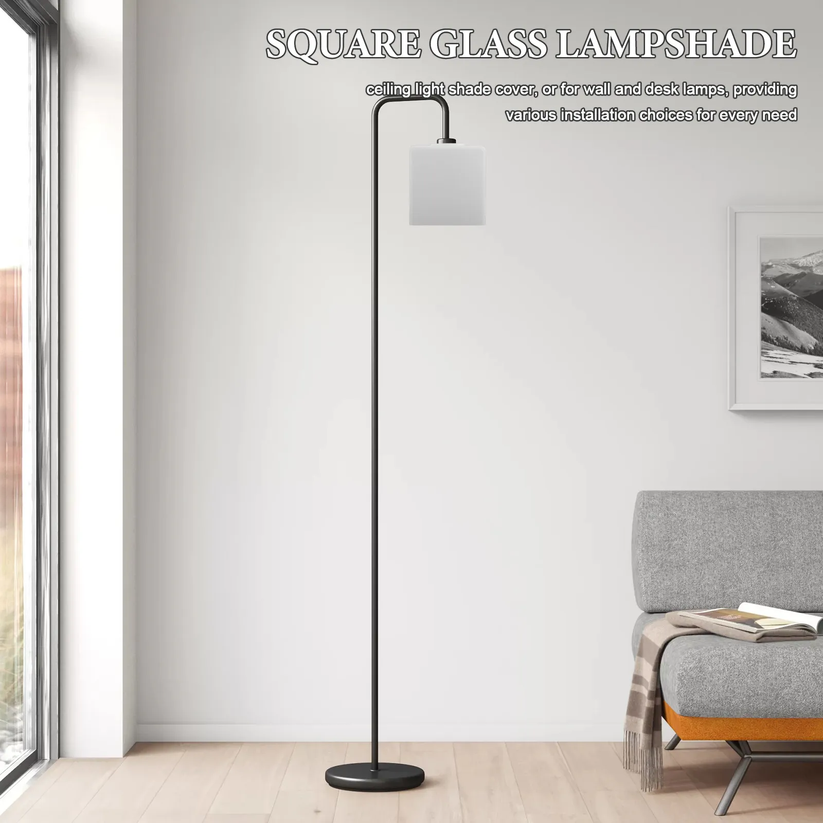 Modern Square Glass Lampshade 100Mm Clear Transparent Light Shade for Ceiling Pendant Wall Table Lamps Replacement E27 Base