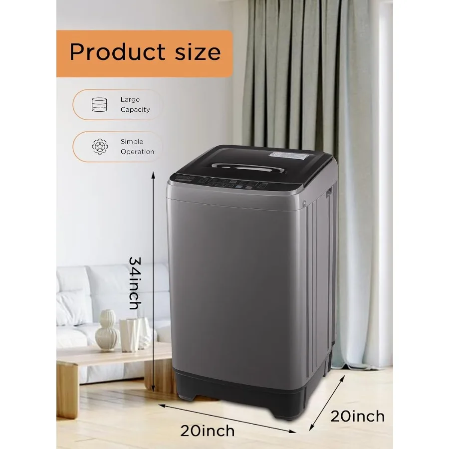 غسالة أوتوماتيكية بالكامل بوزن 17.7 رطل مع شاشة LED لمسكن الشقق المنزلية و10 برامج غسيل و8 مضخة تصريف بمستويات المياه #3