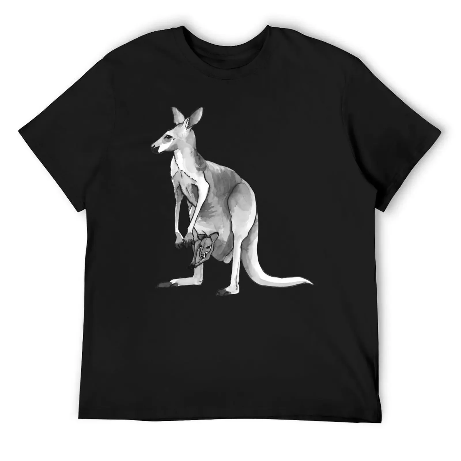 

Kangaroo + Joey Ink Drawing T-Shirt rapper graphic tees custom shirt Short sleeve tee slim fit t shirts for men