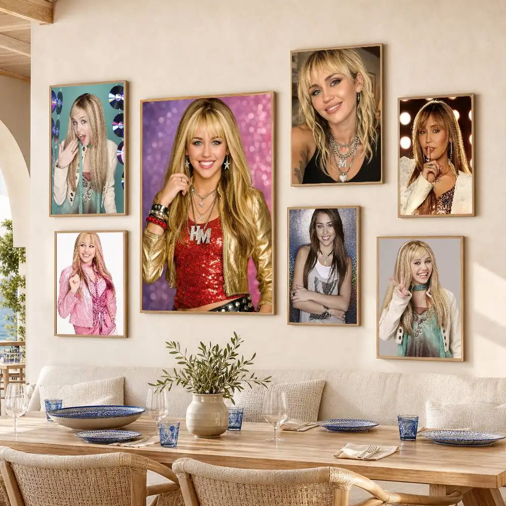 M-Miley Cyrus Waterproof Self-Adhesive Wall Poster for Bedroom Living Room Home Decor