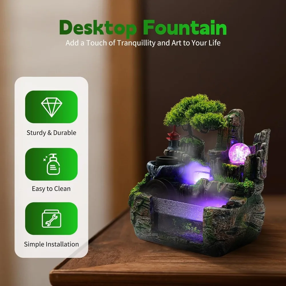 

Indoor Rockery Fountain Goldfish Waterfall Feng Shui Water Sound Desktop Decorat Perfect for Office Home Bedroom Desk
