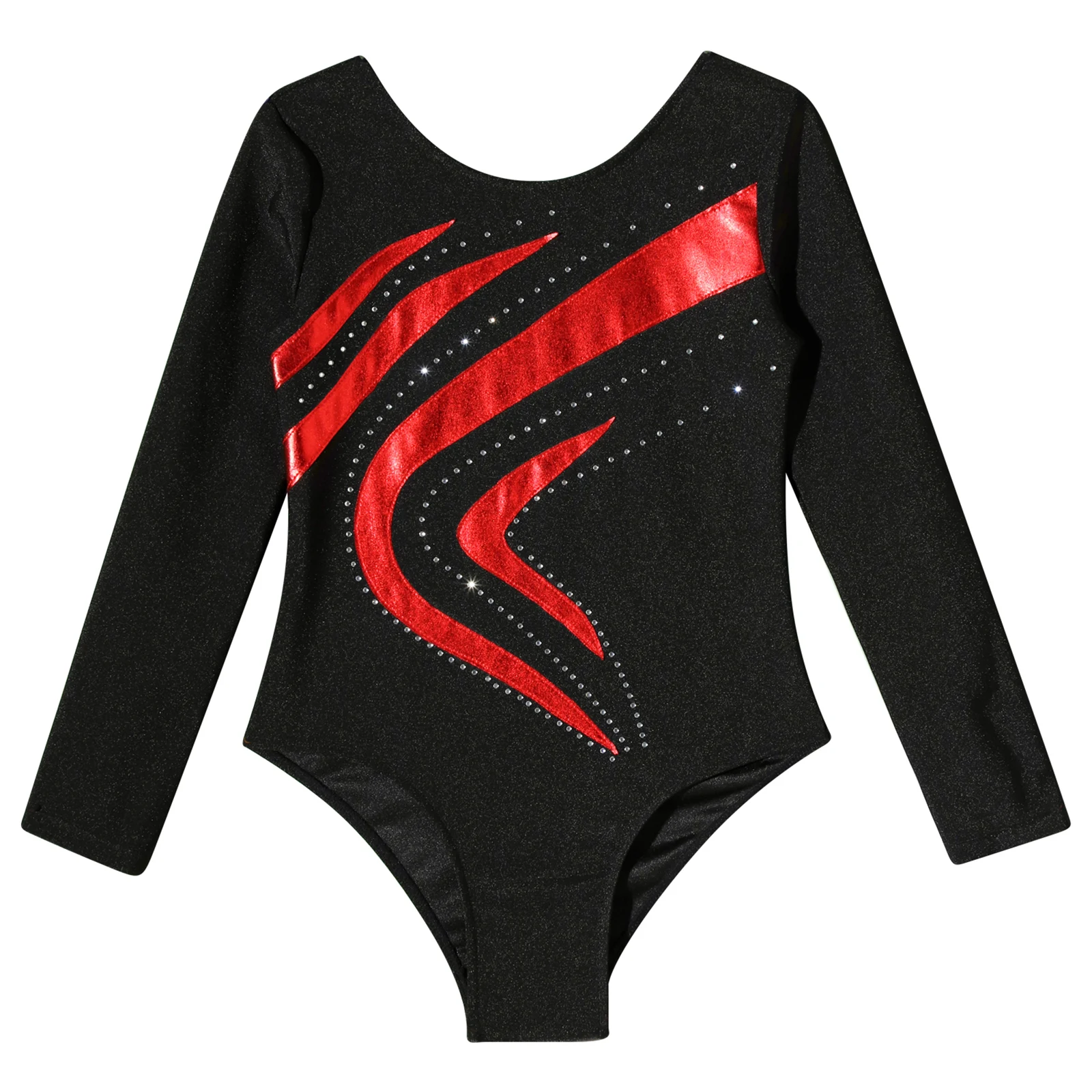 Kids Girl Ballet Dance Leotard Rhythmic Gymnastics Jumpsuit Long Sleeve Shiny Rhinestone Figure Skating Yoga Bodysuit Dancewear