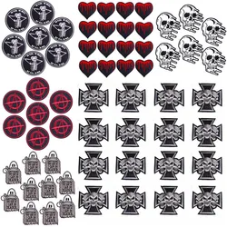 Prajna 10PCS Wholesale Skull Patch Iron-On Patches For Clothing Stripes Punk Embroidered Patches On Clothes DIY Clothes Stickers