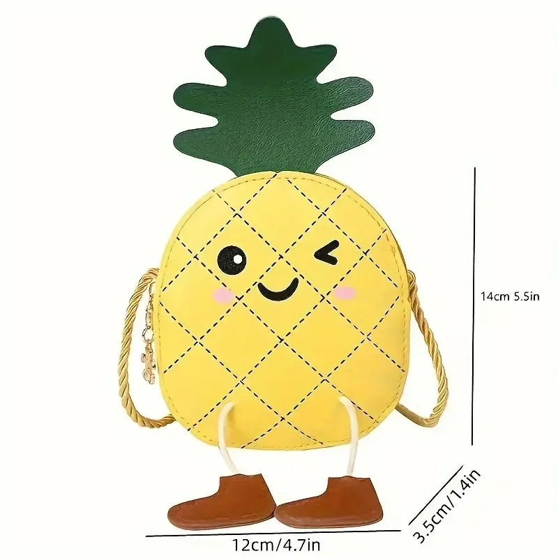 

1pc Yellow Durable Pineapple Shaped Coin Purse Lightweight Crossbody Bag Storage Pouch Mini Fruit Wallet Holder For Camping