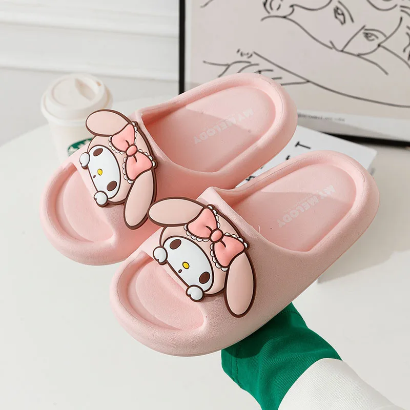 Sanrio Kuromi Slippers Women Anime My Melody Kawaii Cinnamoroll Summer Shoes Girls Soft Bottom Home Student Cute EVA Slippers