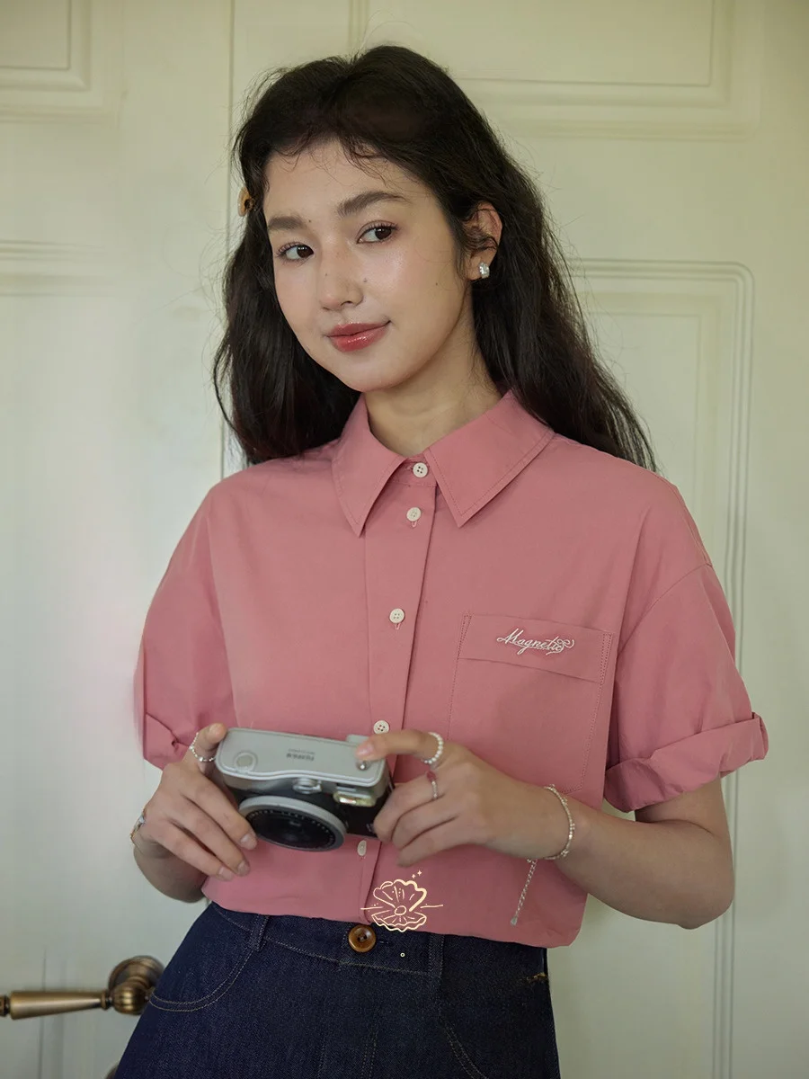 

Nov Et ort Sve irt Women's Embroidered Letter Design Cuffed Sves Cotton Casual Faion Spring New Arrival