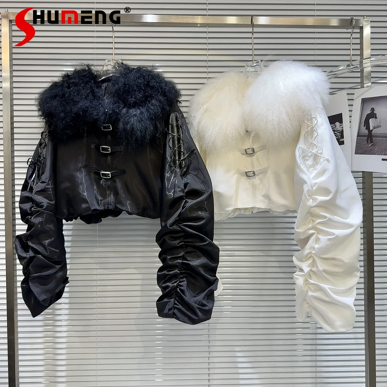 

2023 Women's Clothes Winter New Down Jacket Coats Hot Girl Long Sleeve Solid Color Warm Sweet Faux Fur Collar Down Coats