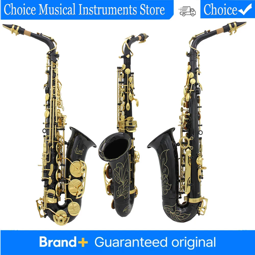 

SLADE Eb Alto Saxophone Black Brass Body Gold Key Sax Professional Woodwind Instrument Saxofone with Case Straps Accessories