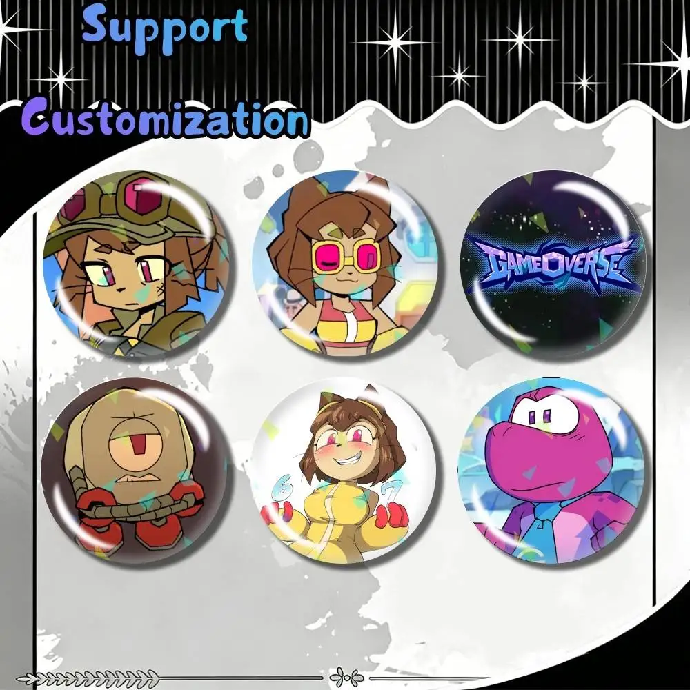 K-Kit Bodega Cartoon G-Gameoverse 25/32/44/58/75mm Round Brooch Badge Pins, Personalized Badges With Broken Glass Design