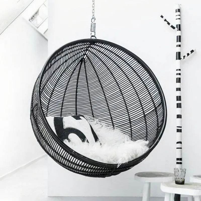 Hyyz  Red Rocking Chair Bed Lying Floor to Floor Balcony Basket Swing Homestay Single Mesh Courtyard