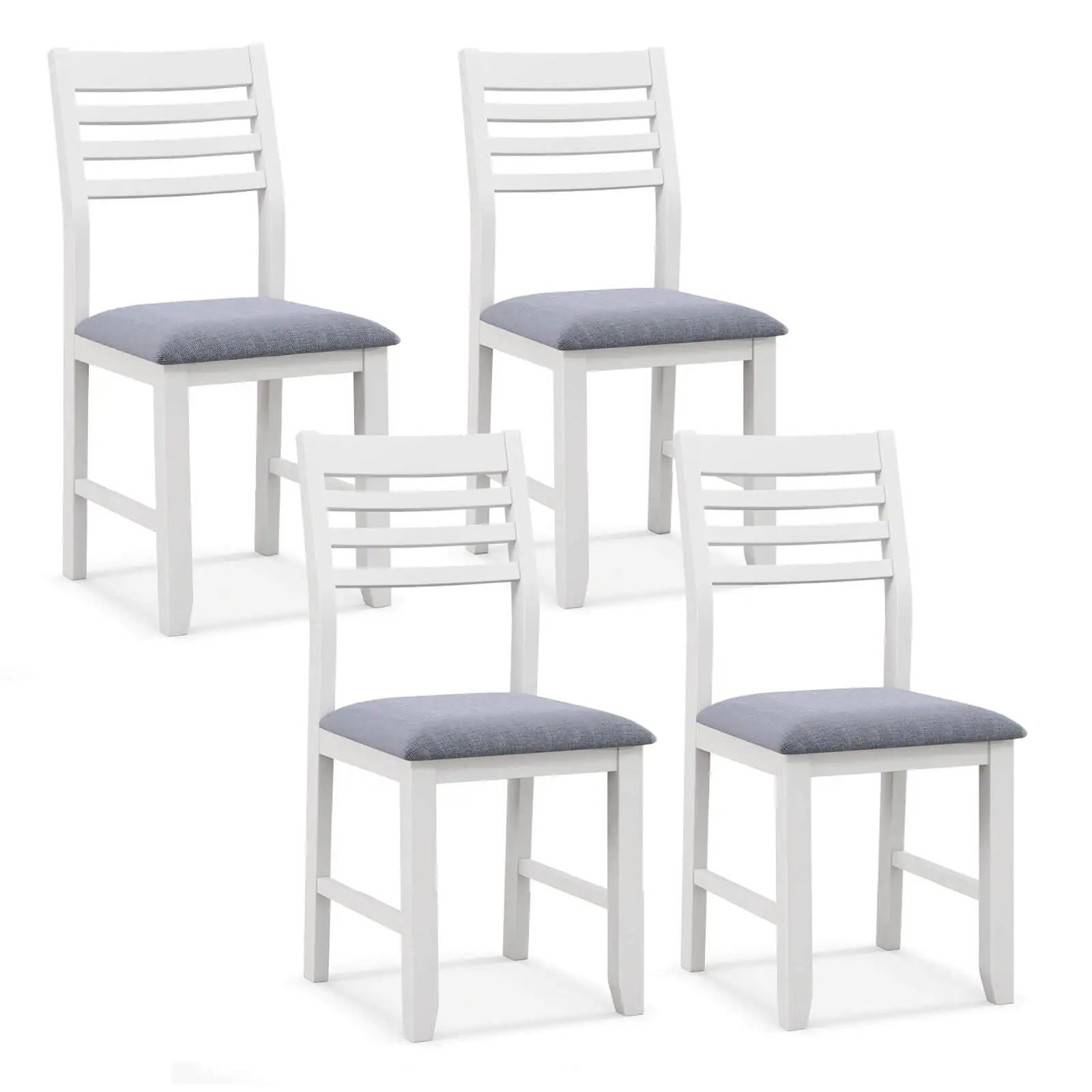 Wooden Dining Chair Set of 4 Kitchen Side Chairs w/Rubber Wood Frame Ladder Back