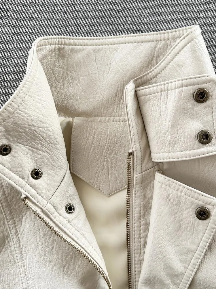 

Biker Jackets Womens Jacket Air Hood Leather Fleece-Lined Outdoor Classic Campus Art Style Protective Windproof High-Performance