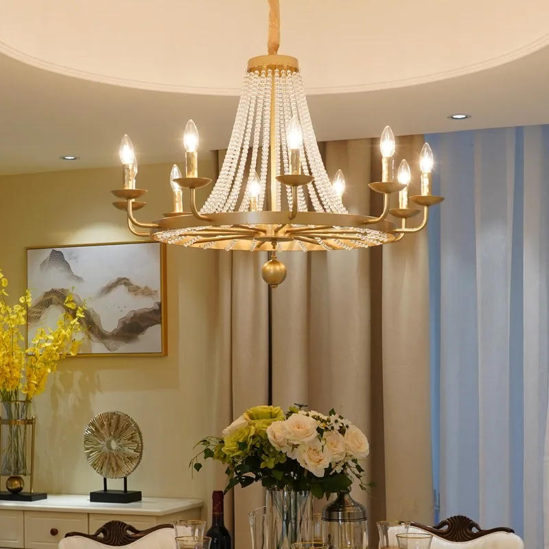 

Vintage copper color modern crystal chandelier Pendant Lamp High Quality Hanglamp for Home living Dining room Lighting Fixtures