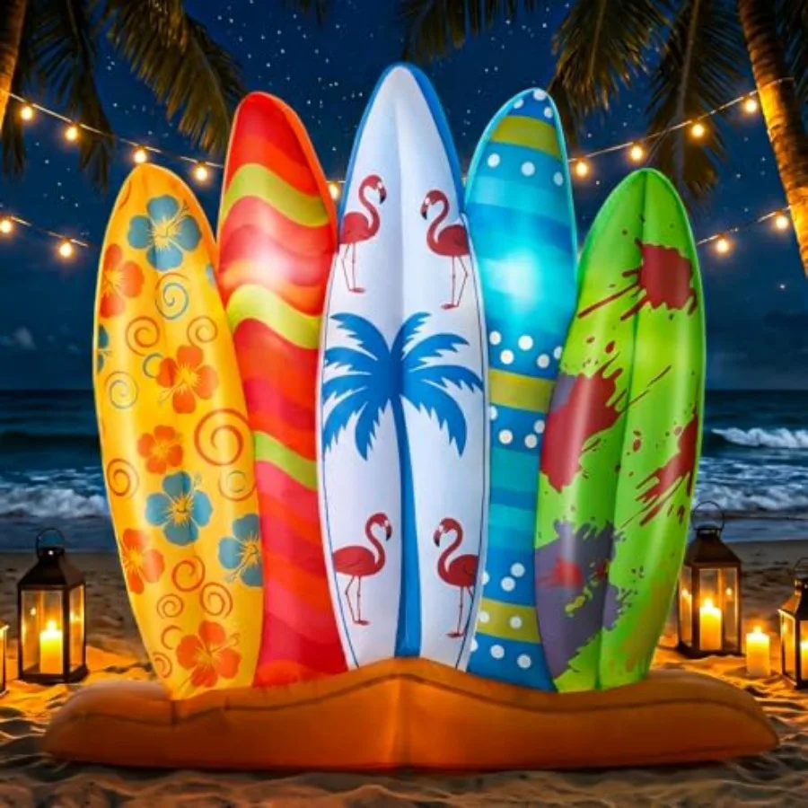 

Inflatable Outdoor Decoration with Built in LED Lights, Blower and Ground Nails, Summer Luau Party Decor for Beach, Pool, Tropi